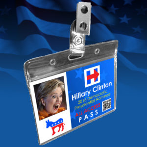 Political Novelty Trump Clinton Halloween Costume Name Badge ID Cards