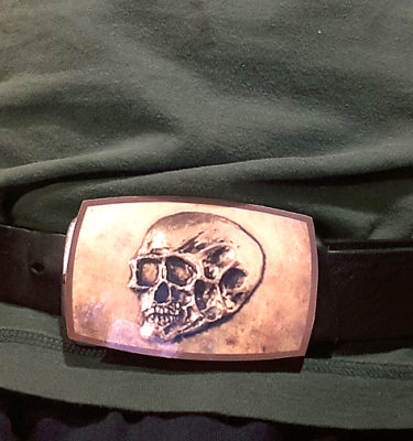 Tomb Raider Laura Croft Belt Buckle Gold Skull Cosplay Halloween Costume